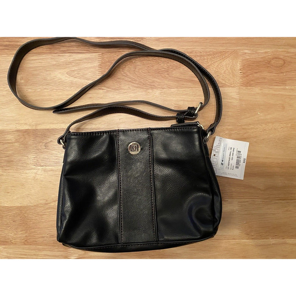Liz Claiborne Black LC Heritage Small XB Crossbody Purse, Classic Leather, NEW - Picture 5 of 13